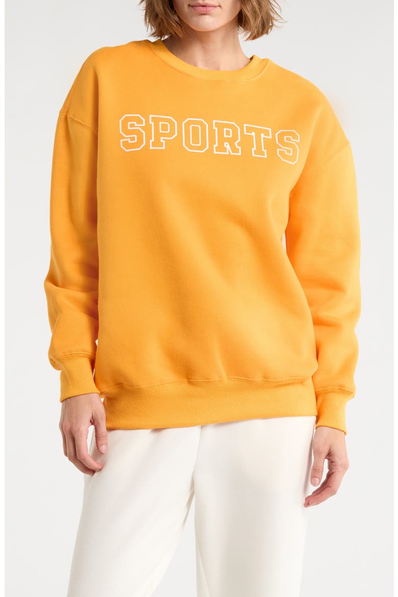 Varsity Vault Fleece Graphic Sweatshirt, Main, color, ORANGE