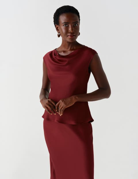 Aila Satin Cowl Neck Top