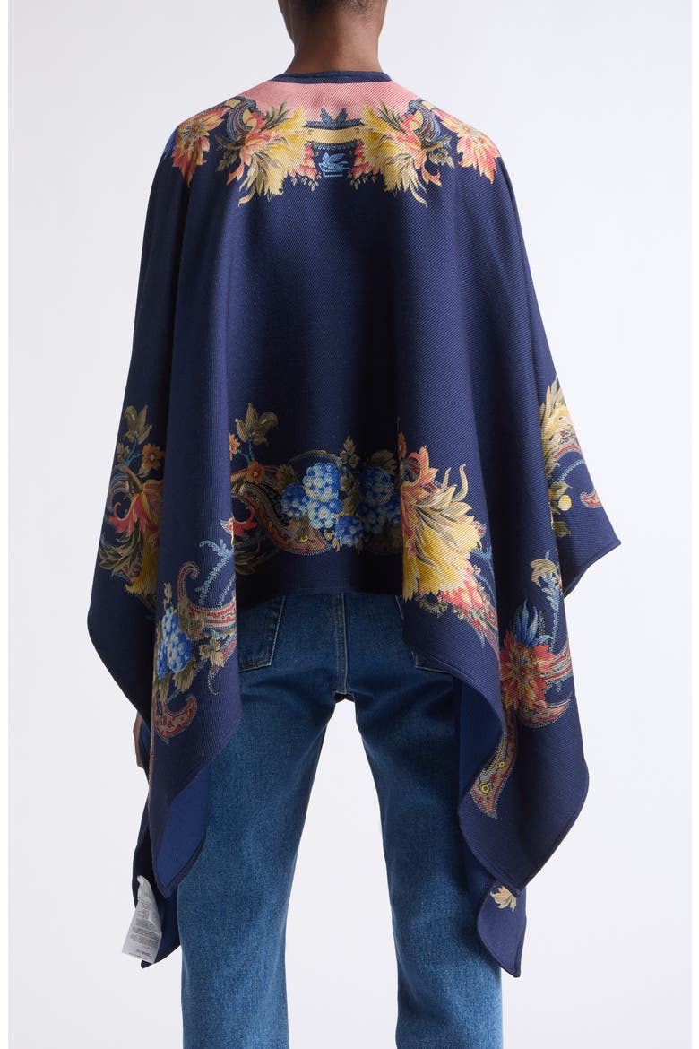 Wool & Modal Cape, Alternate, color, PRINT ON BLUE BASE