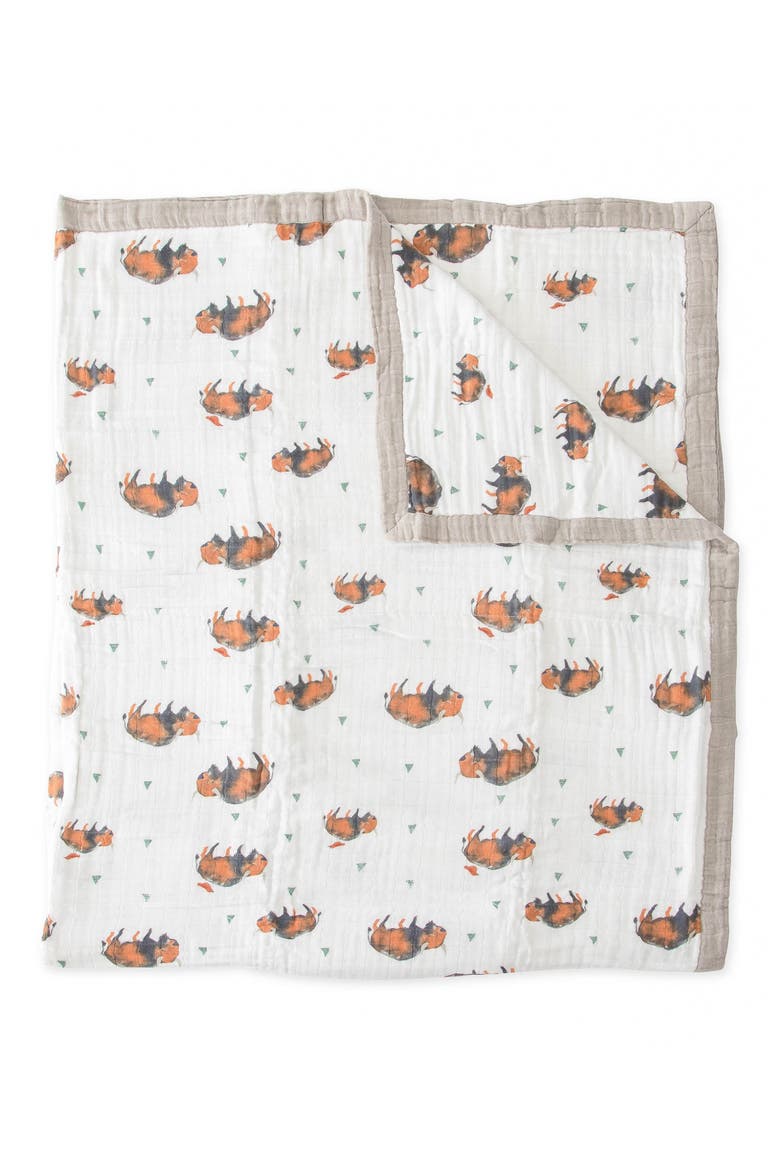 Kids' Cotton Muslin Quilted Throw, Main, color, BISON