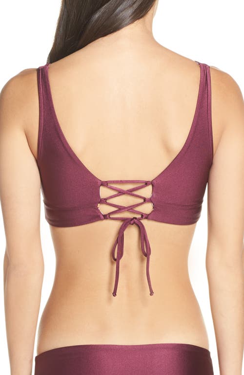 Maaji Beach Plum Allure Four-way Reversible Bikini Top In Plum Red