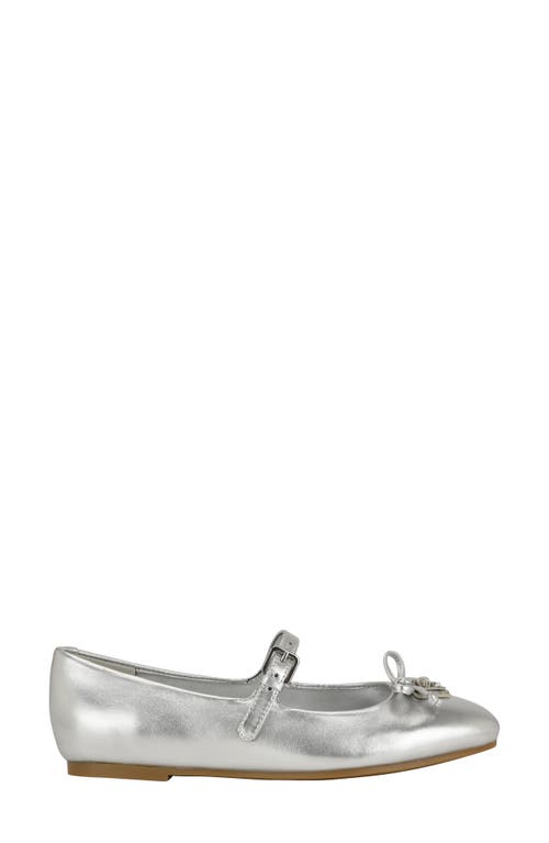Guess Kayra Mary Jane Flat In Metallic Silver