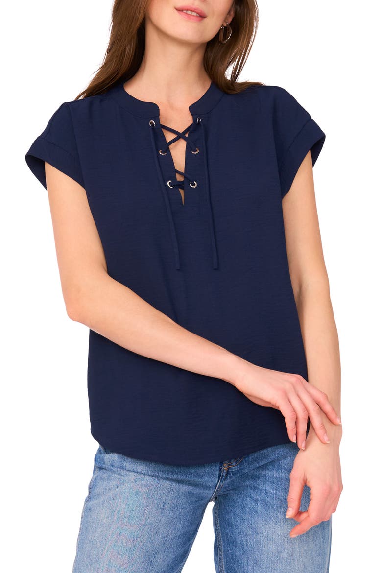 Crinkle Lace-Up Top, Main, color, JBS NAVY