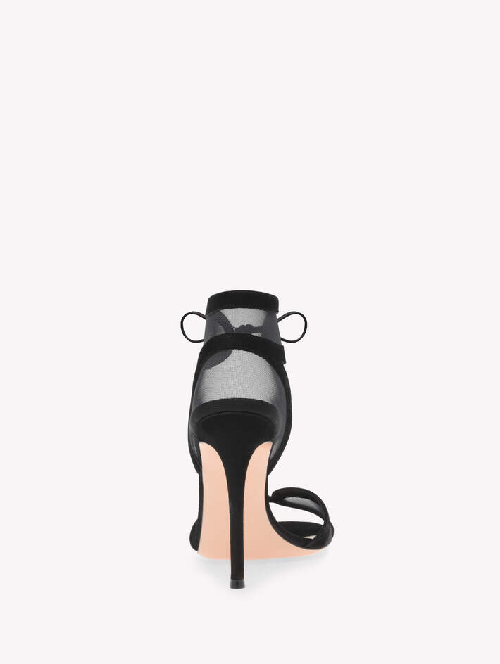 Gianvito Rossi Falene Sandals, Alternate, color, Black Fabric And Suede