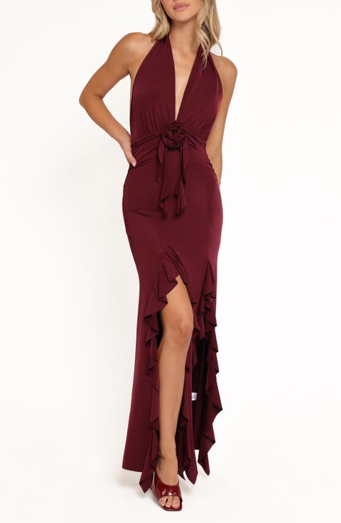 Leowna Ruffle Detail Halter Neck Maxi Dress