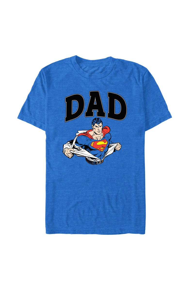 SUPERMAN Men's Superman My Super Dad Graphic T-Shirt, Main, color, Royal Blue Heather