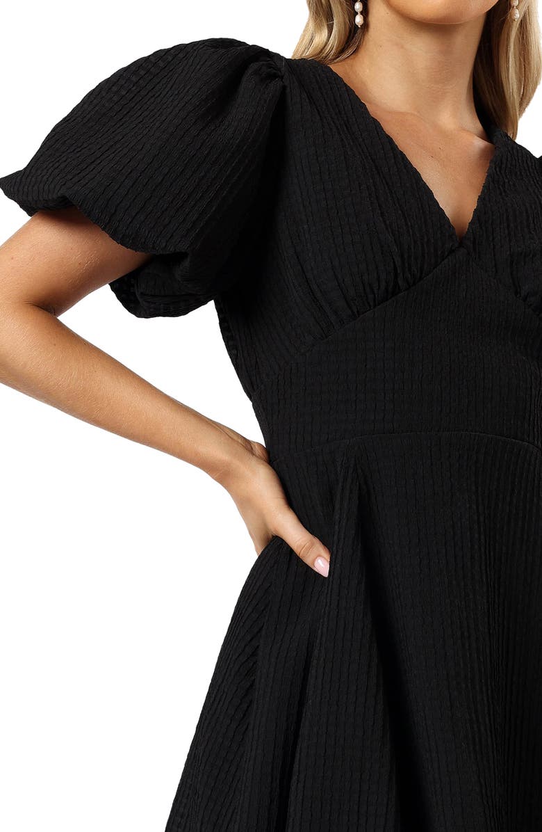 Petal & Pup Max Puff Sleeve Minidress, Alternate, color, Black