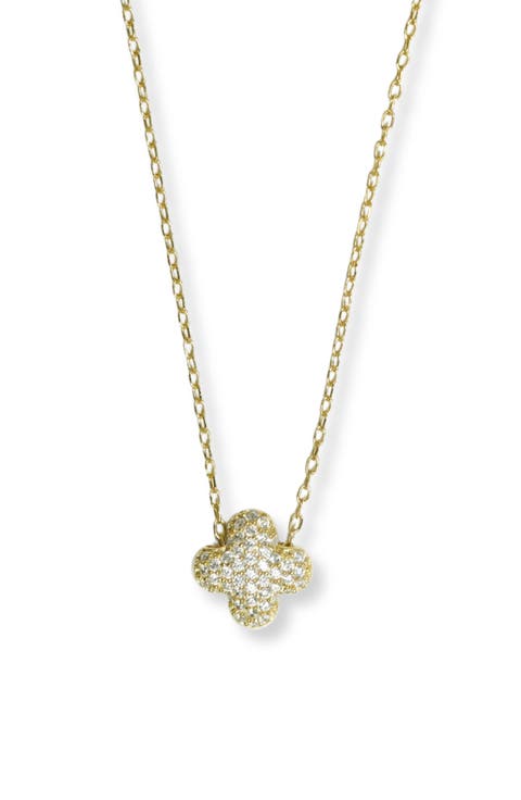 Pavé Cubic Zirconia Mini Clover Pendant Necklace