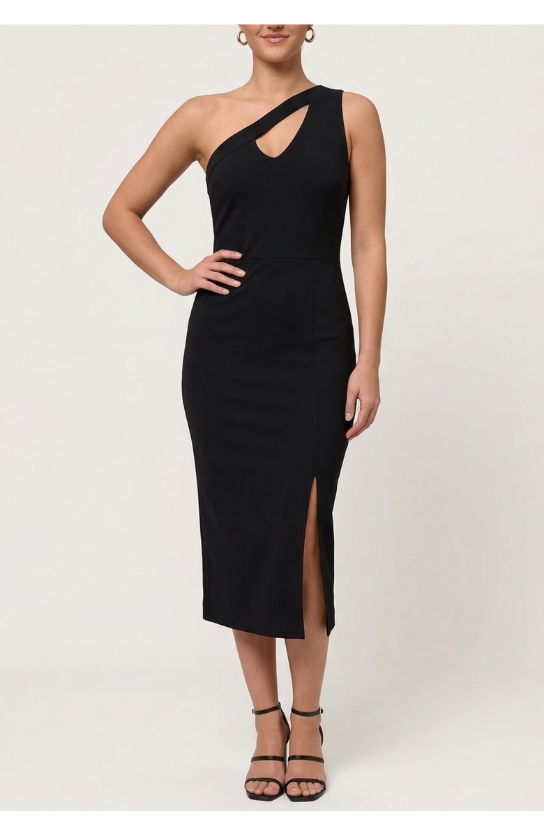 RACHEL Rachel Roy Lara One-Shoulder Midi Dress, Main, color, Black