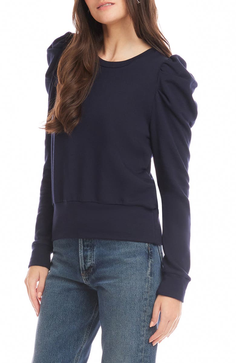 FIFTEEN TWENTY Leila Puff Shoulder Top, Alternate, color, Navy