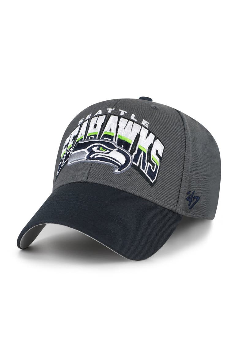 Men's '47 Charcoal Seattle Seahawks Split Block MVP Adjustable Hat, Main, color, Charcoal