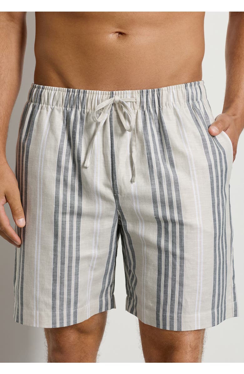 Hanro UC Linen and Cotton Woven Shorts, Alternate, color, Sandy Stripe