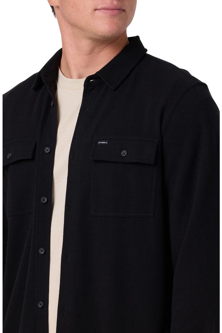 Sutton Solid Stretch Flannel Button-Up Shirt, Alternate, color, BLACK