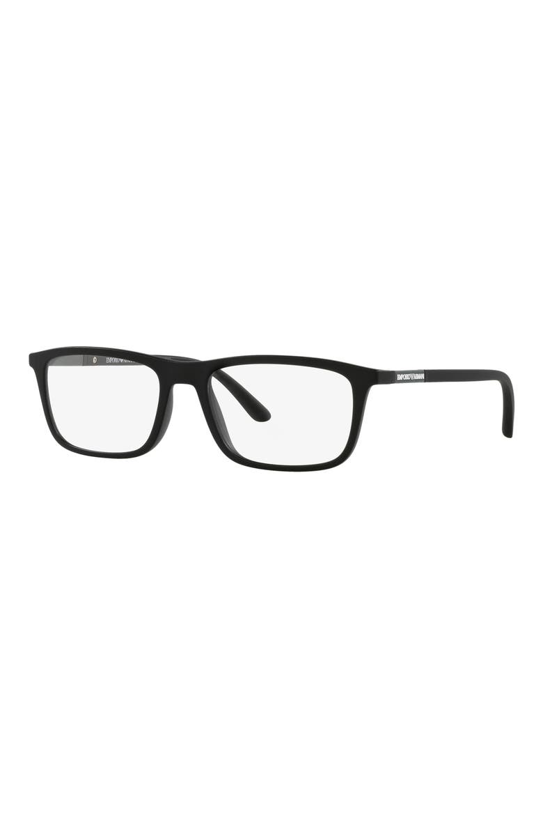 55mm Rectangular Glasses, Alternate, color, MATTE BLACK / CLEAR
