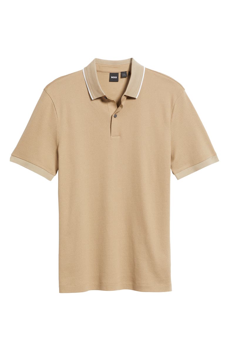 BOSS Prout Tipped Cotton Piqué Polo, Alternate, color, Light Beige