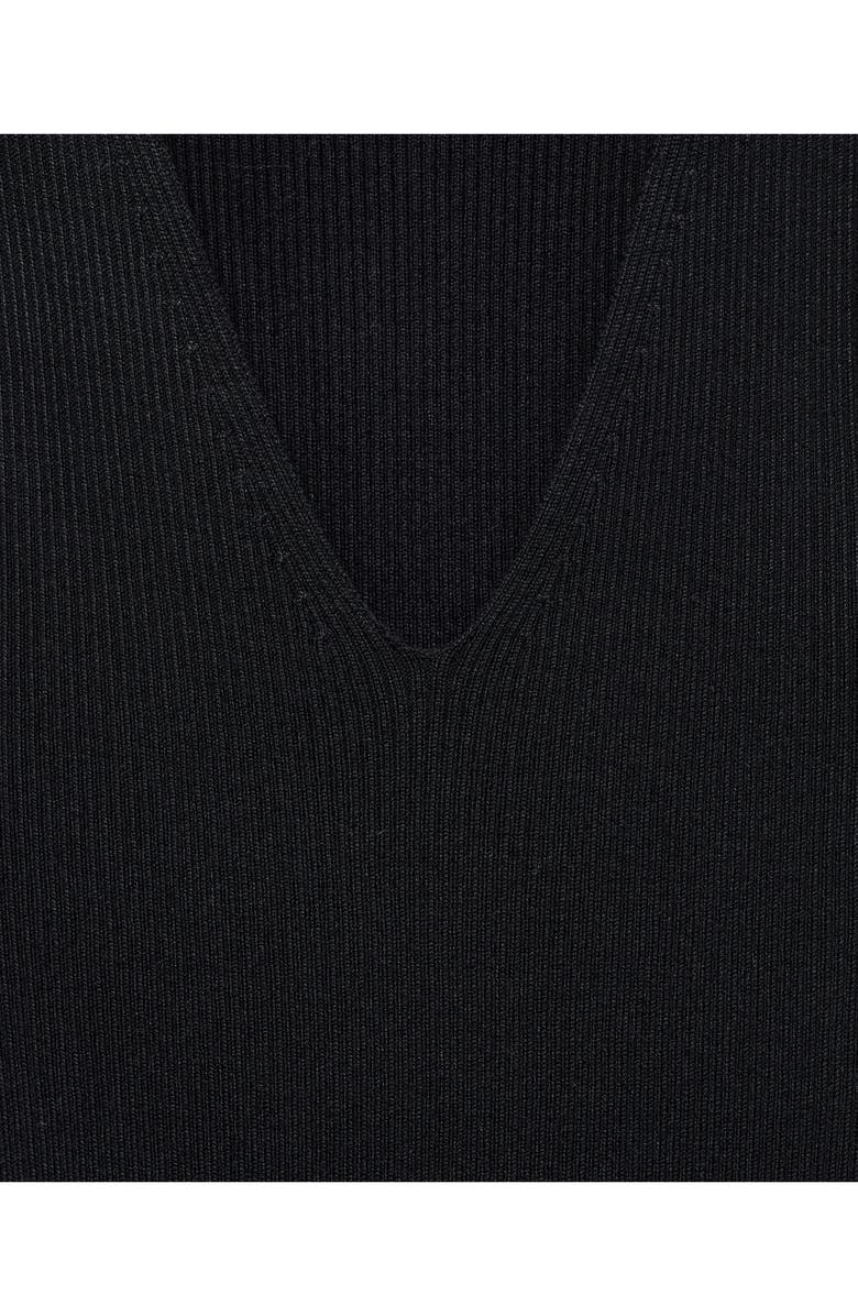 MANGO Sleeveless Rib Midi Sweater Dress, Alternate, color, Black