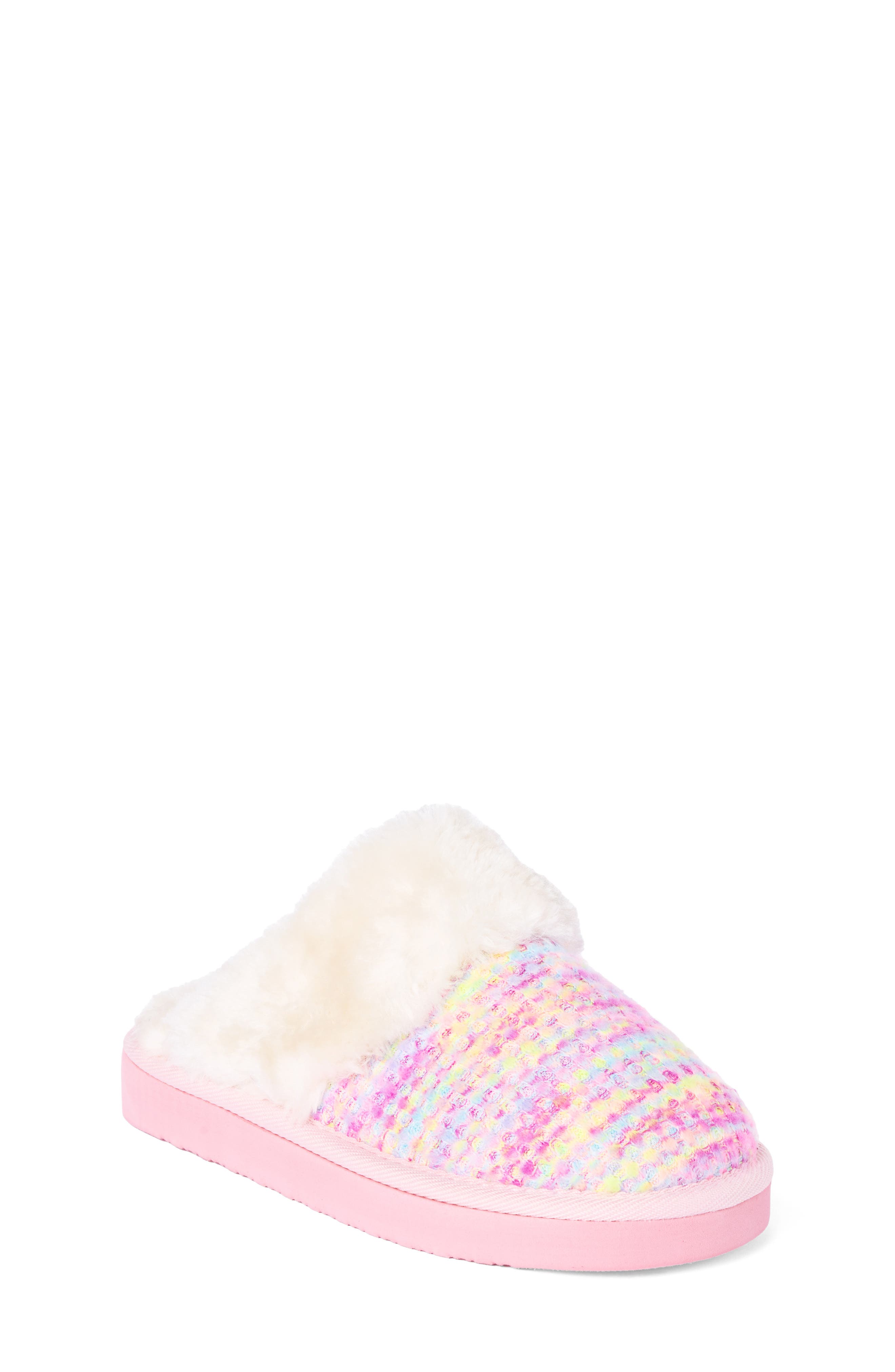 Kids' Bright Multi Scuff Slipper, Main, color, BRIGHT PINK MULTI