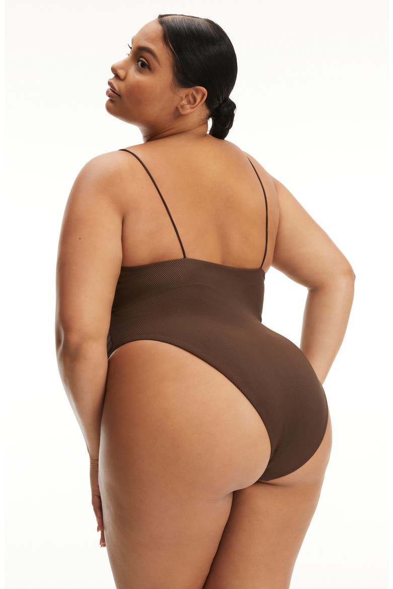 '90s Rib One-Piece Swimsuit, Alternate, color, CHOCOLATE003