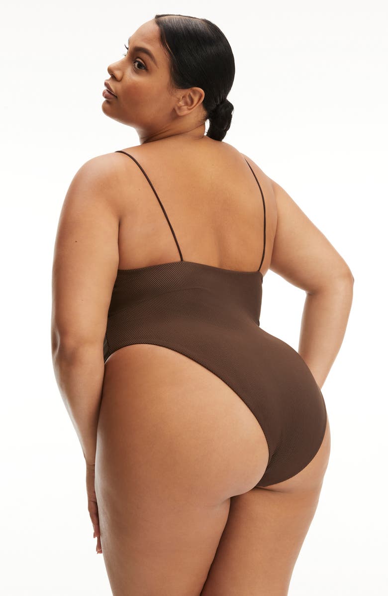 Good American '90s Rib One-Piece Swimsuit, Alternate, color, 
