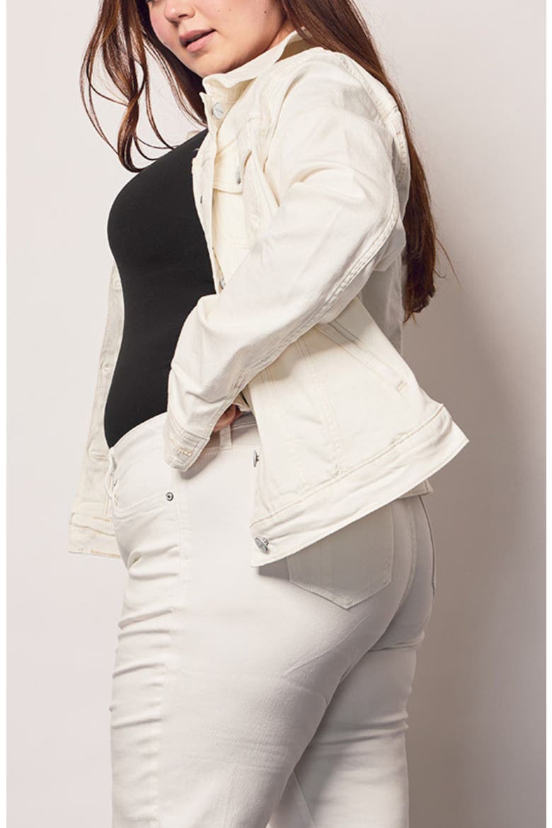 Stretch Denim Trucker Jacket, Alternate, color, WHITE