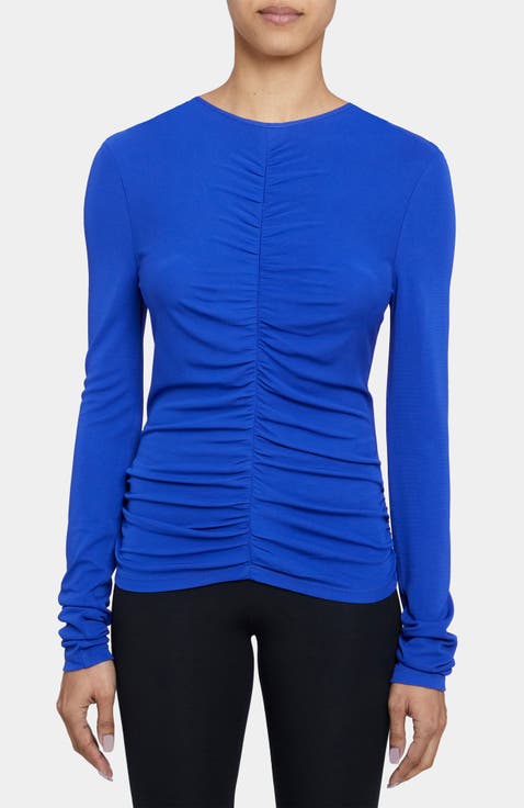 CLEA Long Sleeve Fitted Top with Front Ruching