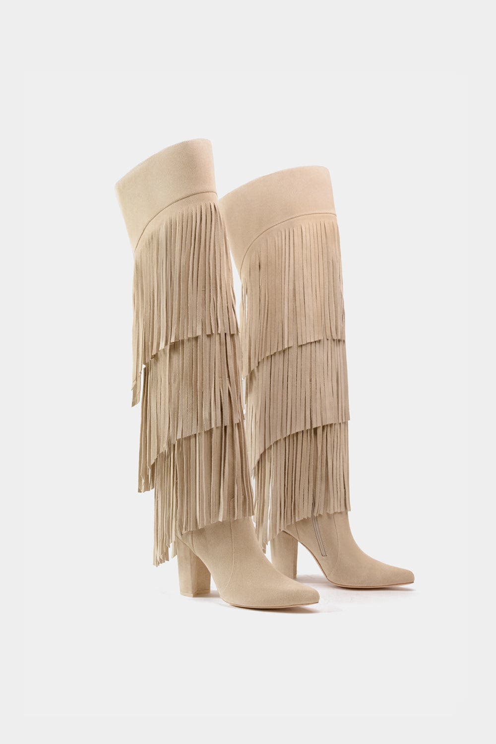 Dante Fringe Leather Tall Boots Vespa, Alternate, color, Beige