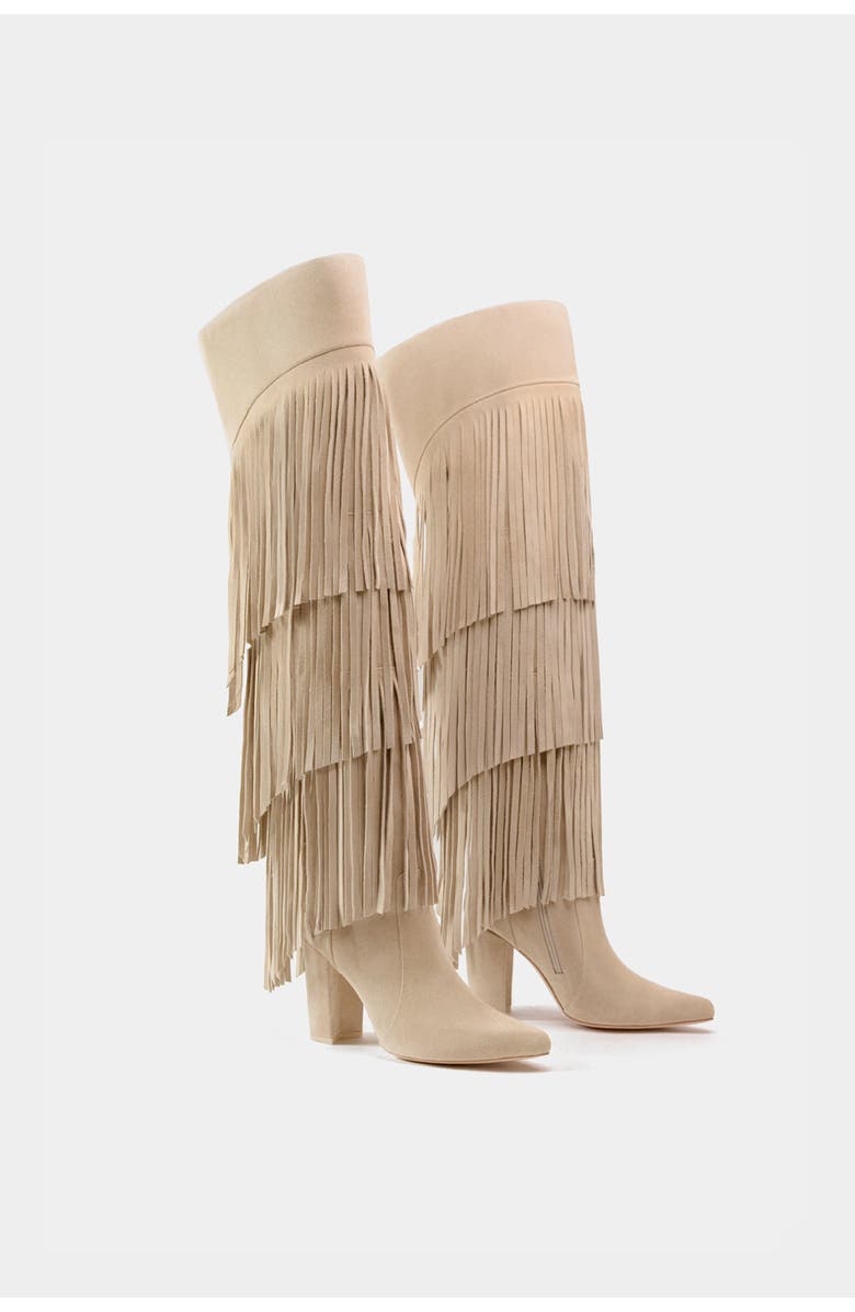 Dante Fringe Leather Tall Boots Vespa, Alternate, color, Beige
