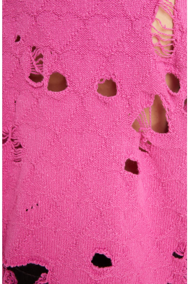 Broken Heart Oversize Distressed Wool Sweater, Alternate, color, PINK