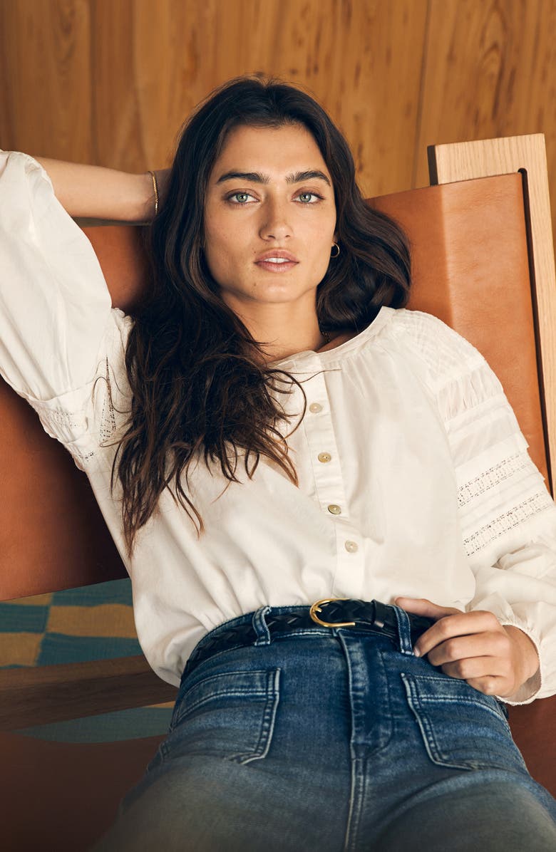 Faherty Enna Lace Inset Organic Cotton Top, Alternate, color,