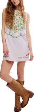 Free People Electric Garden Embroidered Minidress