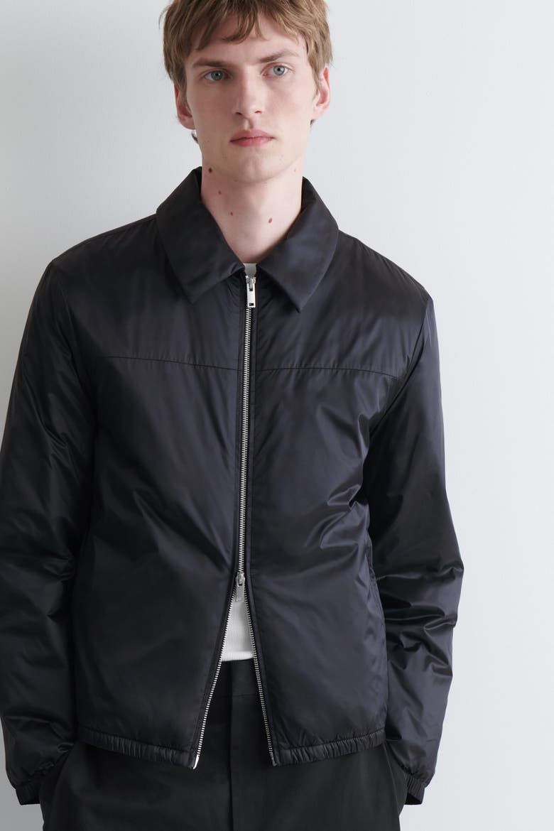 Padded Nylon Zip-Up Bomber Jacket, Alternate, color, NAVY