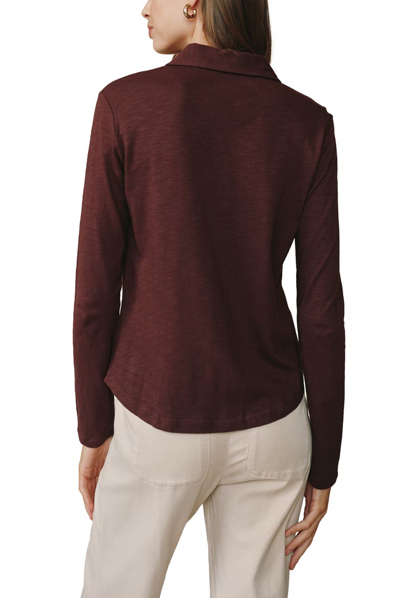 Cotton Knit Button-Up Shirt, Alternate, color, PINOT NOIR