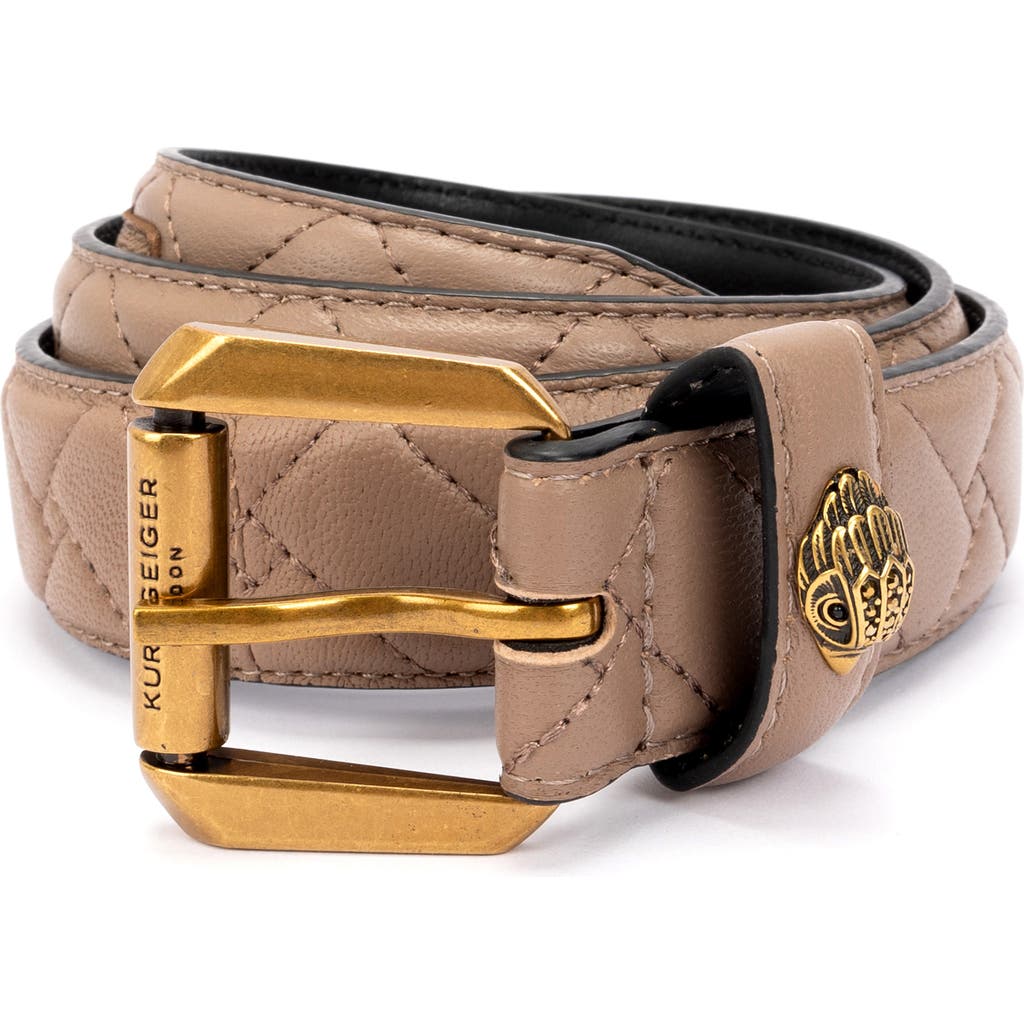 Kurt Geiger London Micro Quilt Leather Belt In Brown