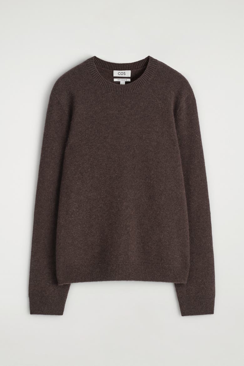 Cashmere Crew-Neck Sweater, Alternate, color, DARK BROWN