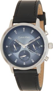 Calvin Klein Gauge Leather Strap Watch