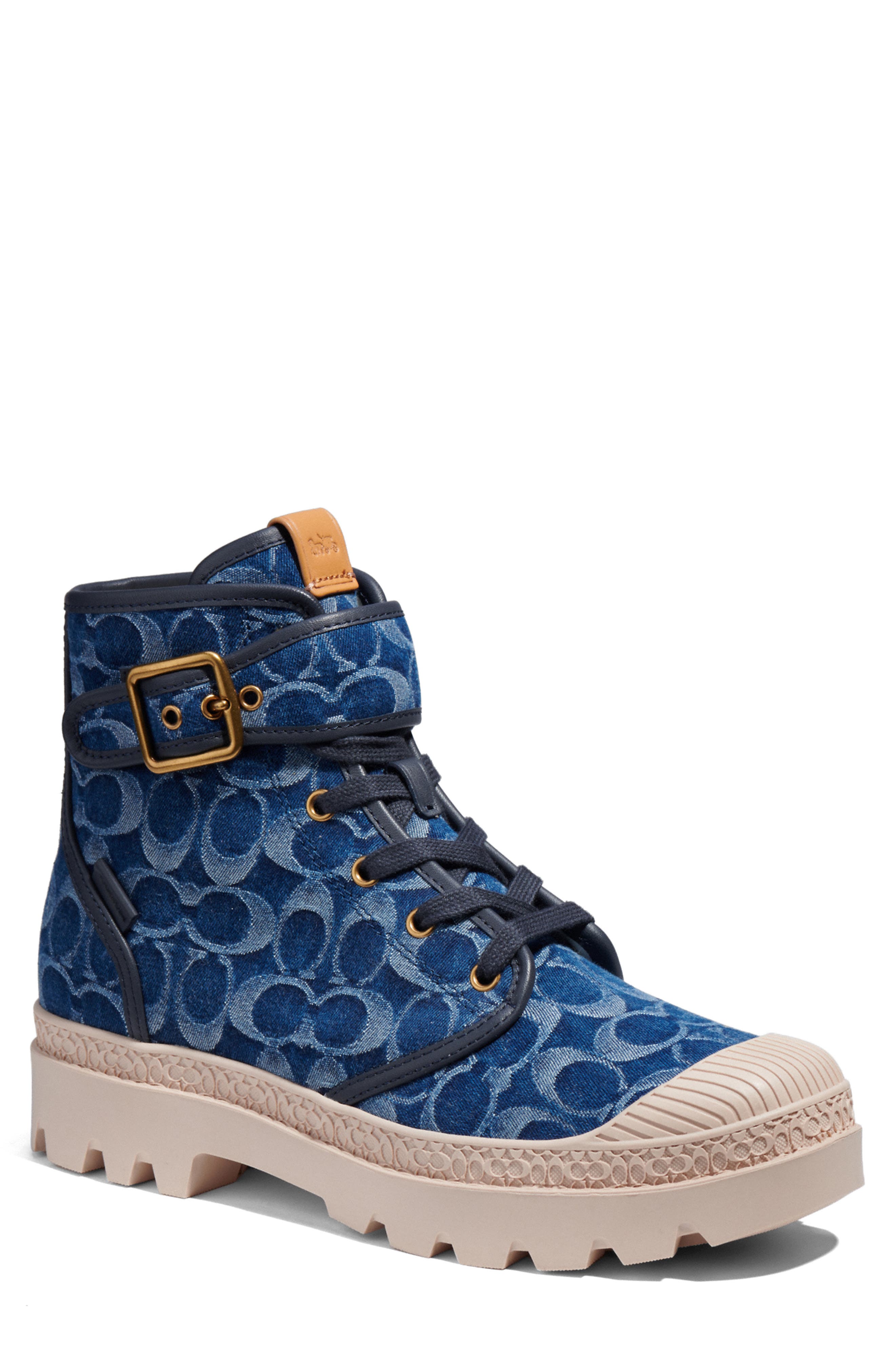 COACH Trooper Denim Combat Boot, Main, color, 
