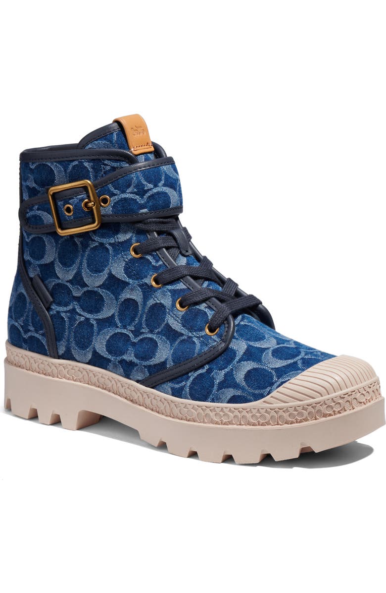 COACH Trooper Denim Combat Boot, Main, color,