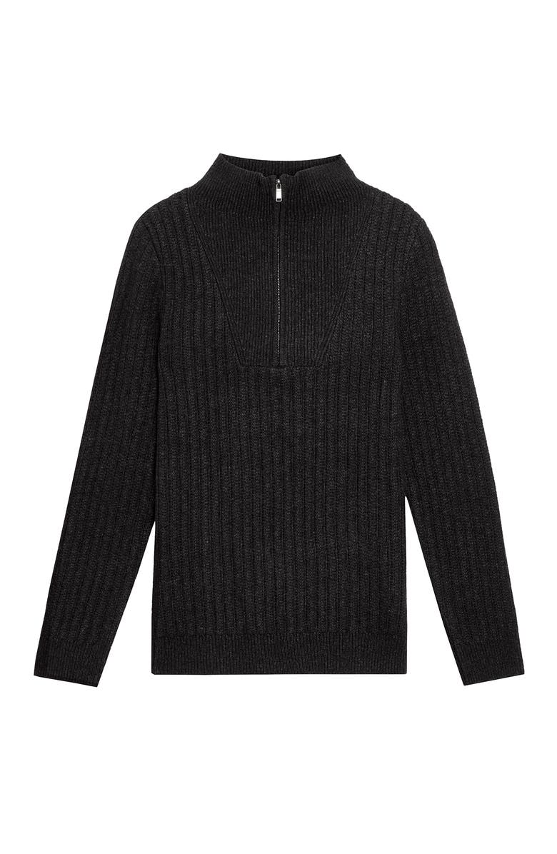 Lyle & Scott Ribbed Half Zip Sweater, Alternate, color, Jet Black Marl