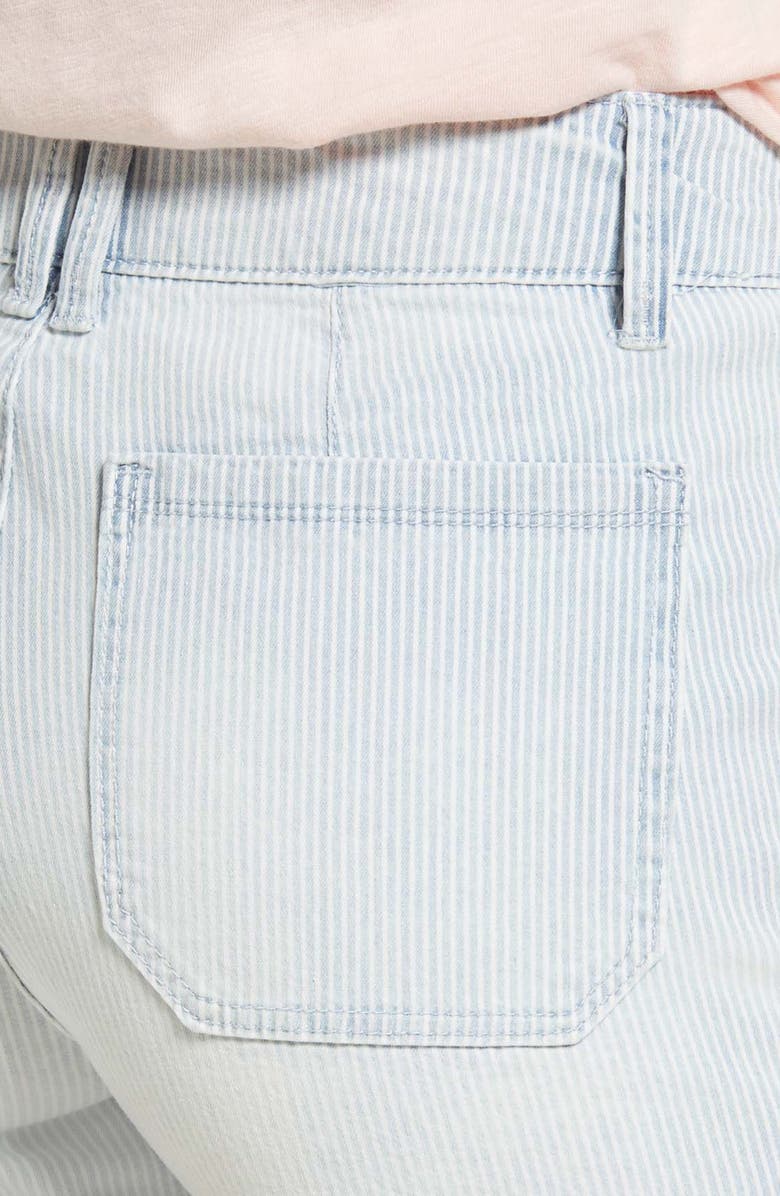 Wit & Wisdom 'Ab'Solution Stripe High Waist Raw Hem Denim Shorts, Alternate, color,