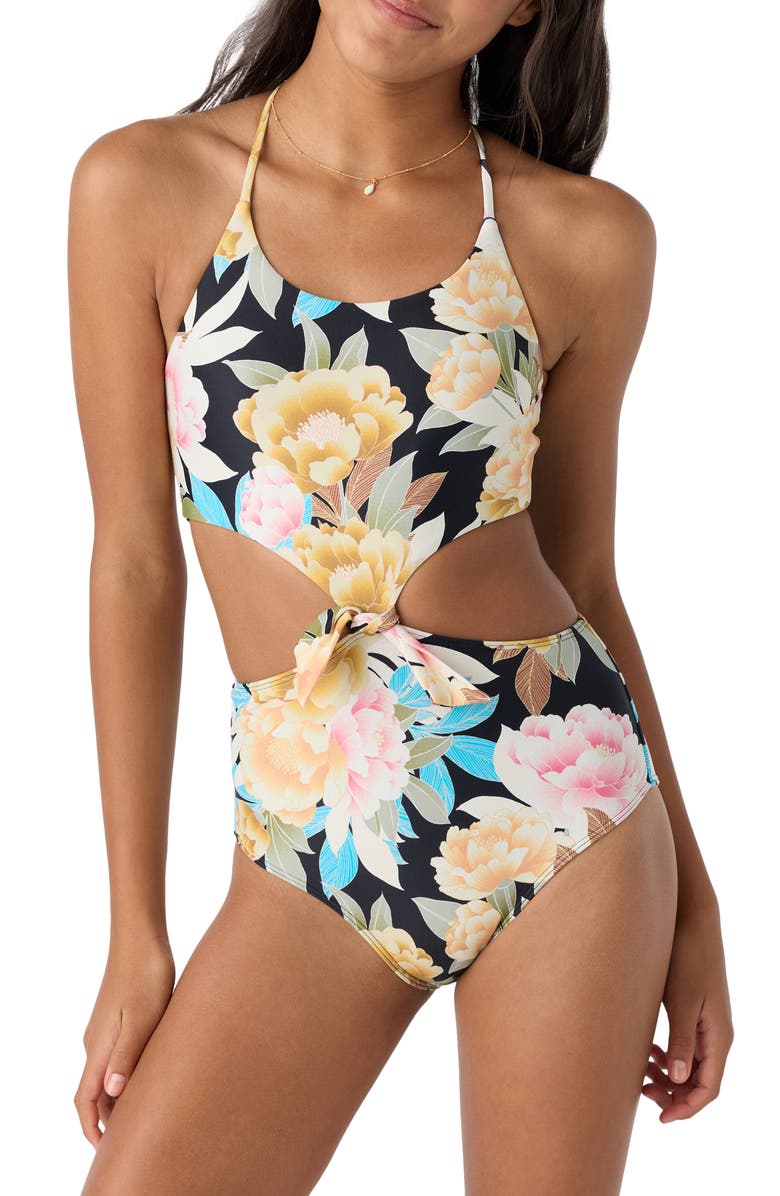 O'Neill Kids' Mikah Knot Front One-Piece Swimsuit, Alternate, color, 