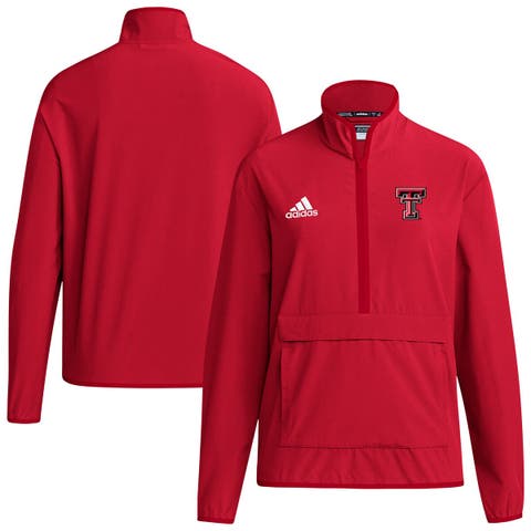 Men's adidas Red Texas Tech Red Raiders 2024 Coaches Sideline Long Sleeve Quarter-Zip Top