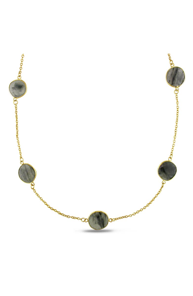 Julianna B. Gemstone Station Necklace Yellow-Plated Silver, Main, color, Quartz