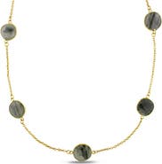 Julianna B. Gemstone Station Necklace Yellow-Plated Silver