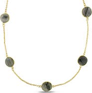 Julianna B. Gemstone Station Necklace Yellow-Plated Silver