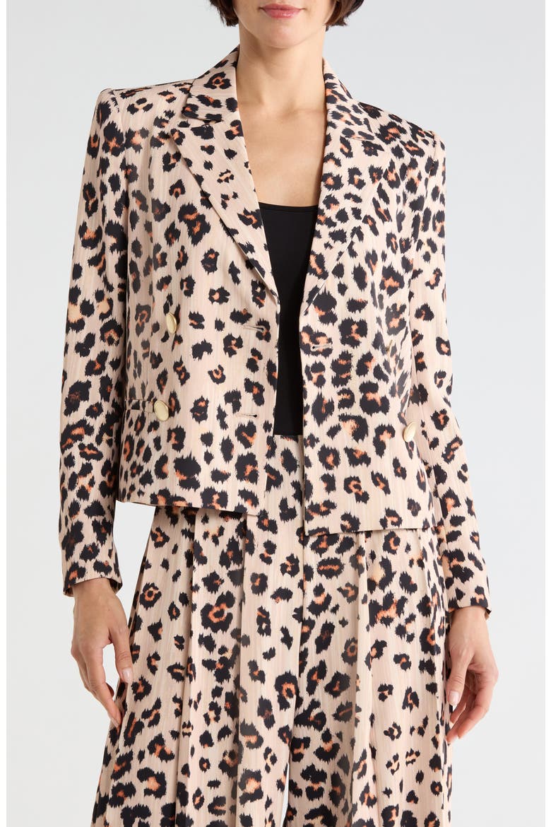 Atmore Leopard Print Double Breasted Blazer, Main, color, TAN MULTI IKAT LEOPARD