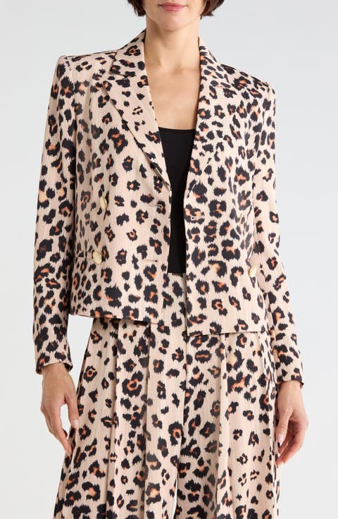 Atmore Leopard Print Double Breasted Blazer