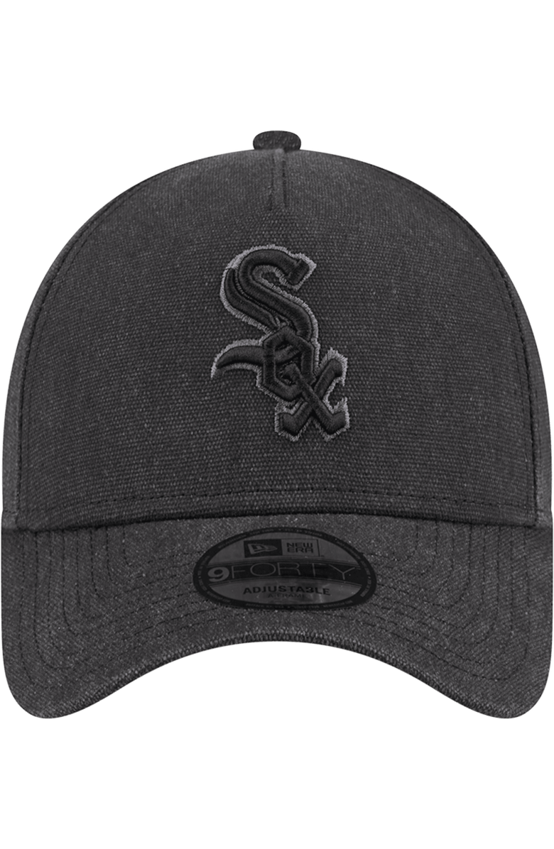 New Era Men's New Era Charcoal Chicago White Sox Logo Essentials 9FORTY A-Frame Adjustable Hat, Alternate, color, Charcoal