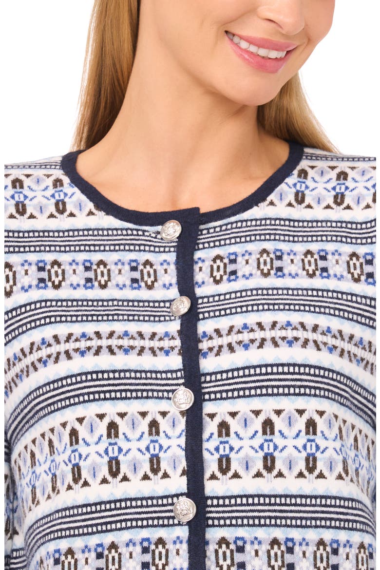 Fair Isle Stripe Cardigan, Alternate, color, HEATHER NAVY