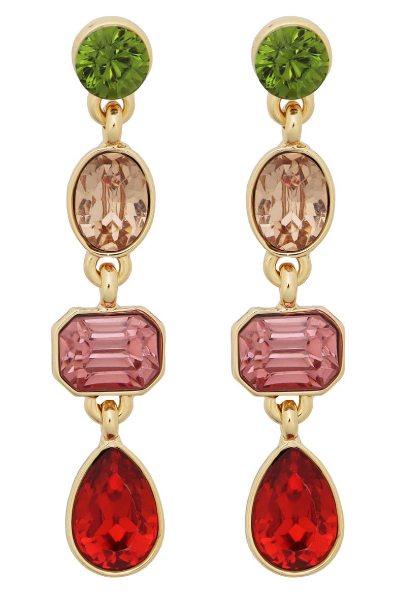 Crystal Drop Earrings, Main, color, GOLD MULTI