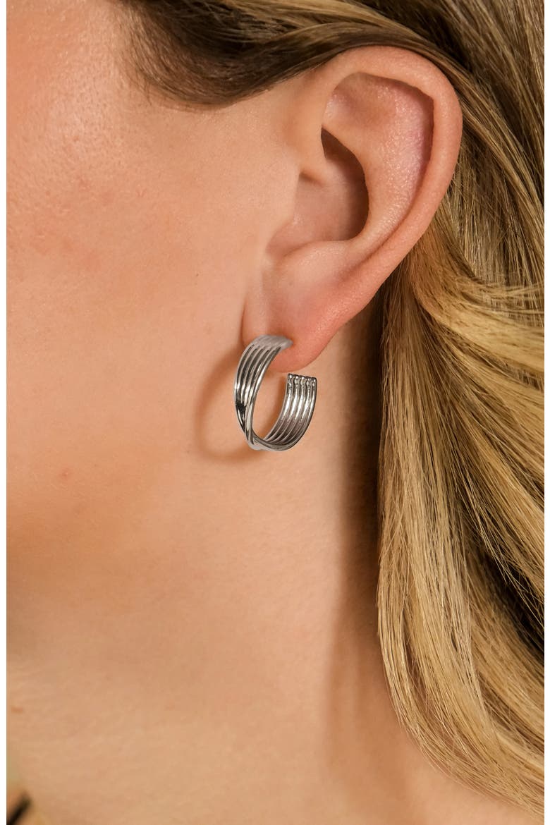 Katya Textured Hoop Earrings, Alternate, color, SILVER
